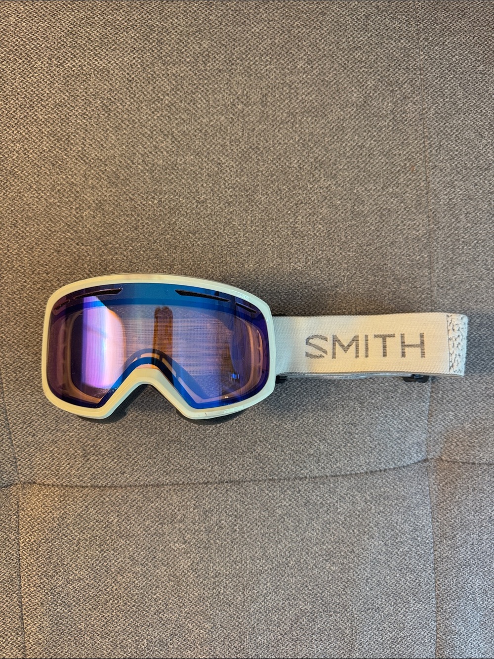SMITH Snow Goggles Purple-Blue Mirror Len with White Strap